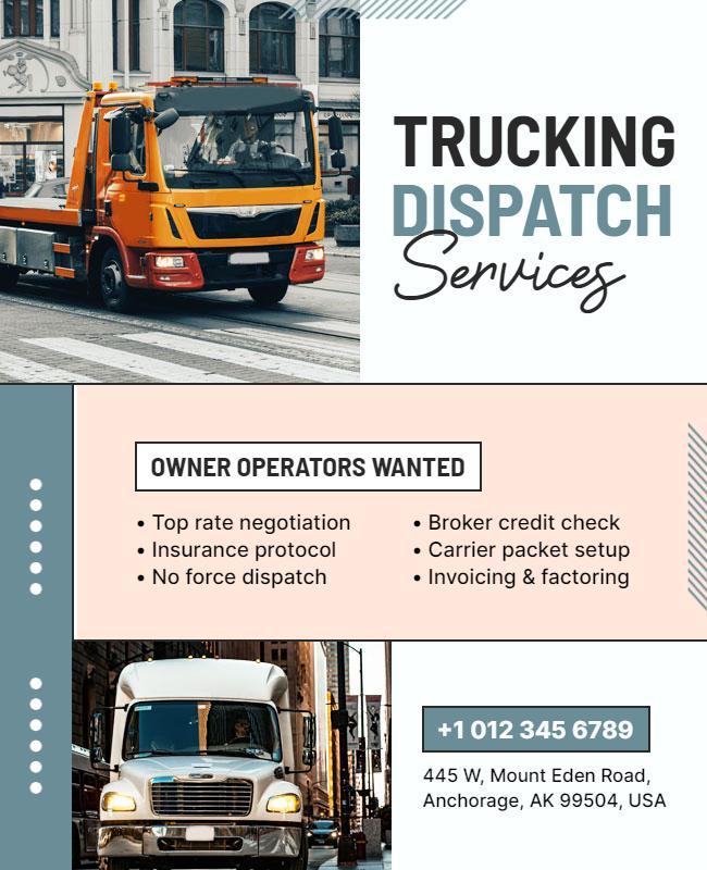 Trucking Dispatch Services Recruitment Flyer Template