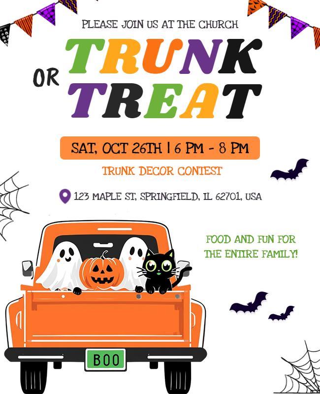 Trunk or Treat Church Event Celebration Flyer Template