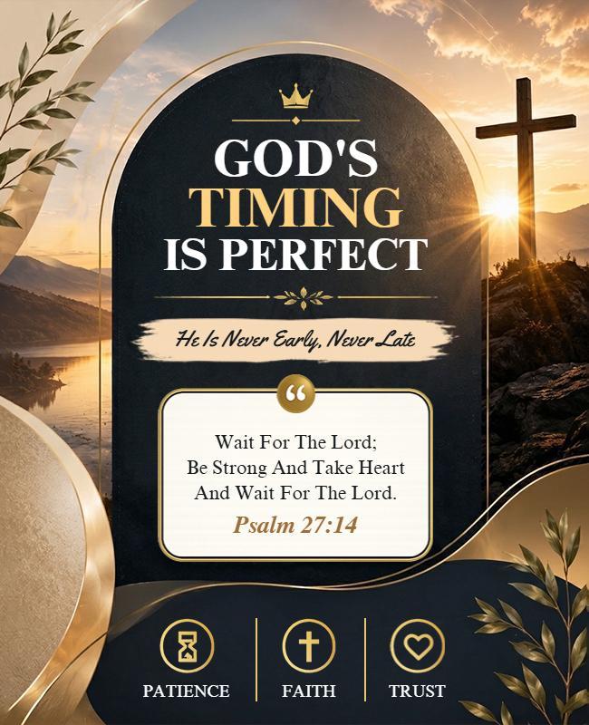 Trust in God's Timing Inspirational Poster Template
