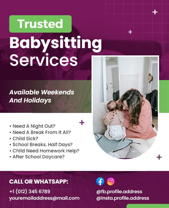 Trusted Babysitting Services Advertisement Flyer Template