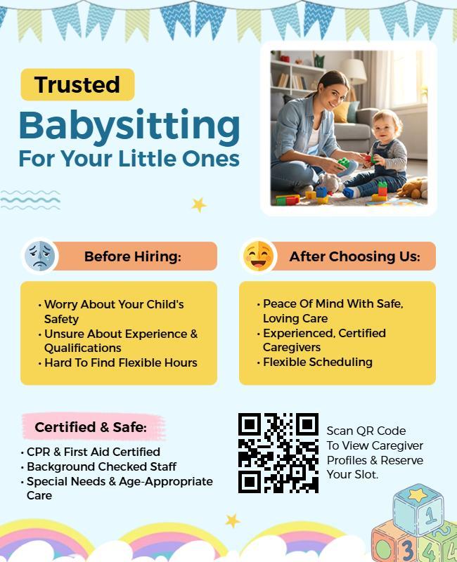 Trusted Babysitting Services Before and After Flyer Template