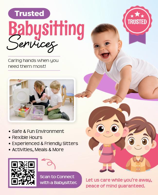 Trusted Babysitting Services Promotional Flyer Template