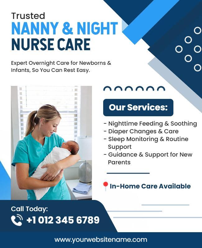 Trusted Nanny and Night Nurse Care Services Flyer Template