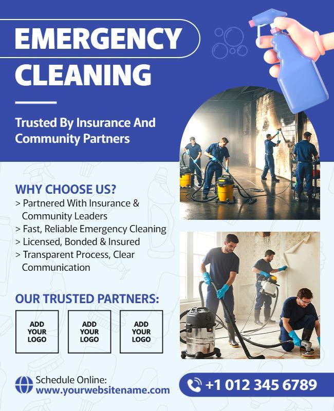 Trusted Partners Emergency Cleaning Service Promotion Flyer Template