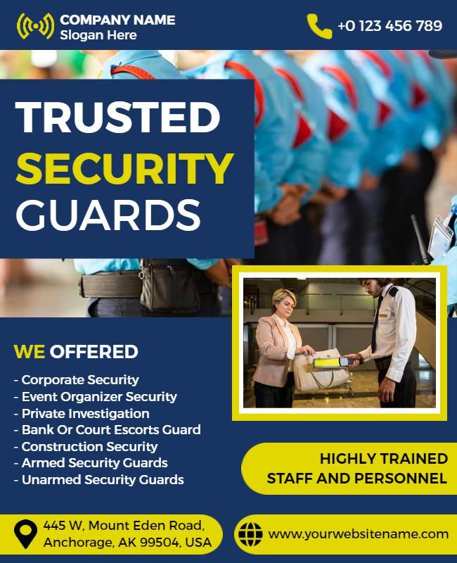 Bold Yellow Trusted Security Services Company Flyer Template