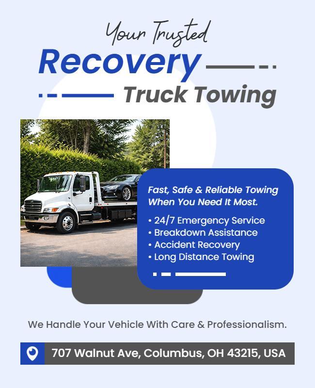 Trusted Truck Towing and Recovery Poster Template