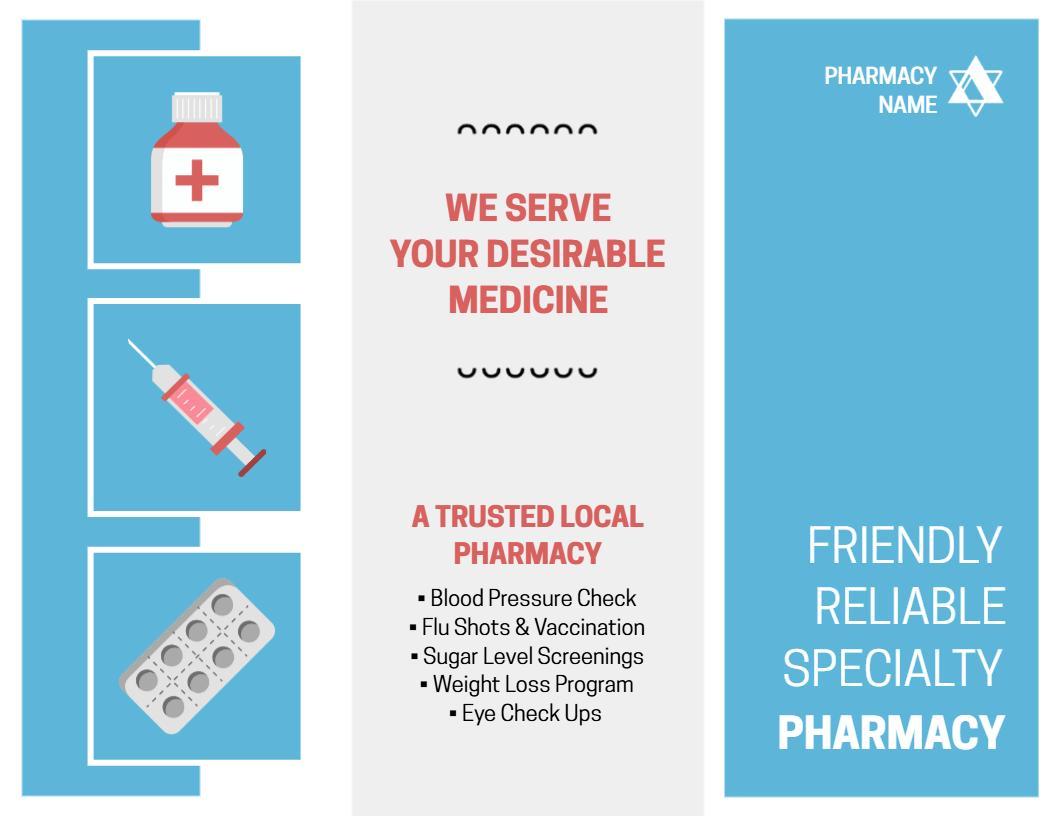 Trustworthy Local Pharmacy Health Services and Check-Up Brochure Template