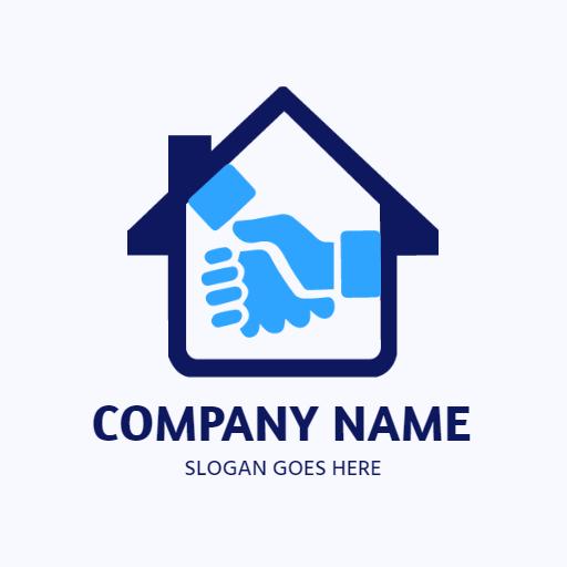 Trustworthy Partnership Illustrated in Blue Home Design Logo Template
