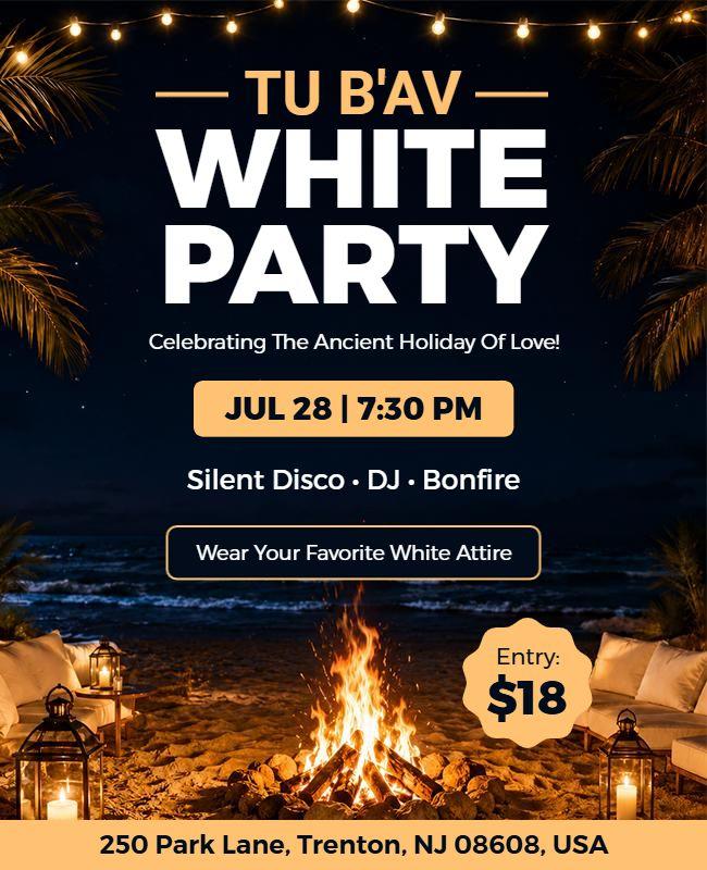 Tu B'av White Party Celebration Flyer Template
