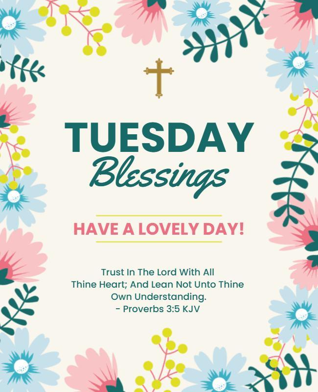 Tuesday Blessings Religious Quote Flyer Template