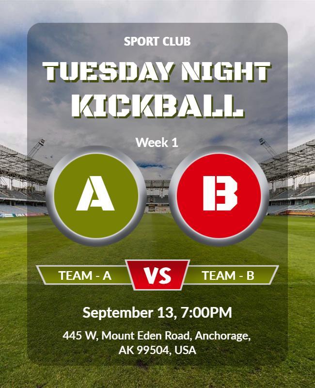 Tuesday Night Kickball Match Flyer Template