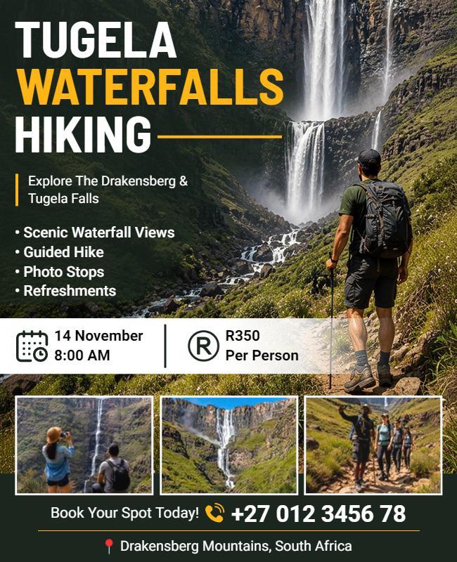 Tugela Waterfalls Hiking Adventure Flyer Template