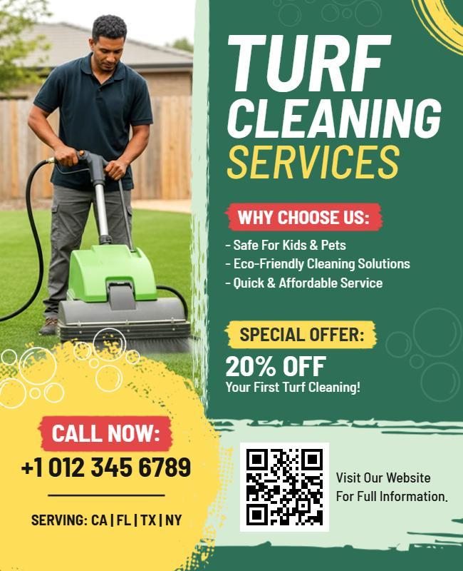 Turf Cleaning Services Promotional Flyer Template