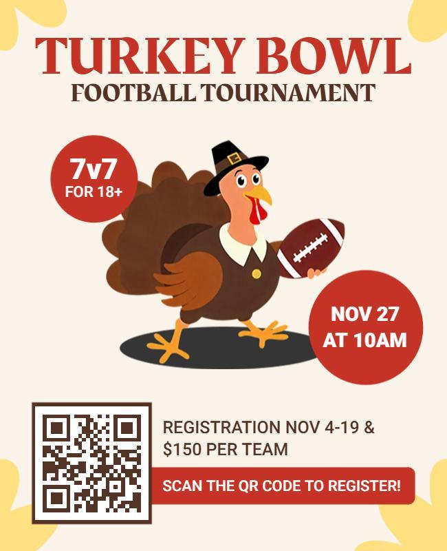 Turkey Bowl Football Tournament Flyer Template