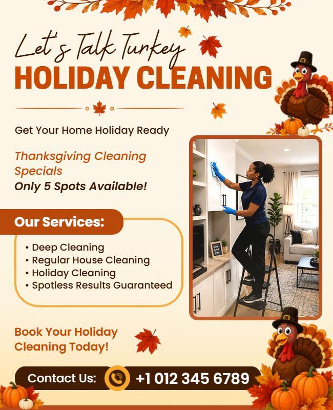 Turkey Holiday Cleaning Services Flyer Template