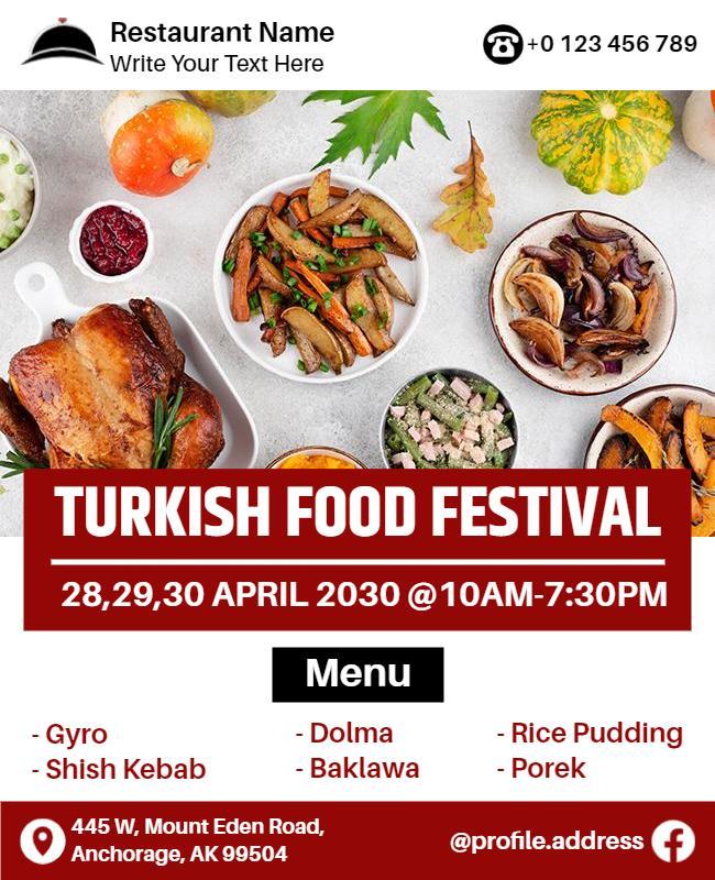 Turkish Food Festival Promotion Flyer Template