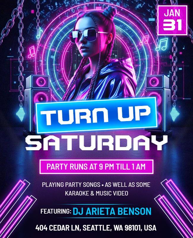 Turn up Saturday Night Party Flyer Template