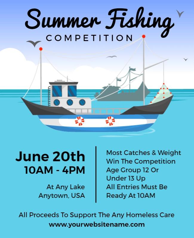 Turquoise Blue Fishing Competition Flyer Template