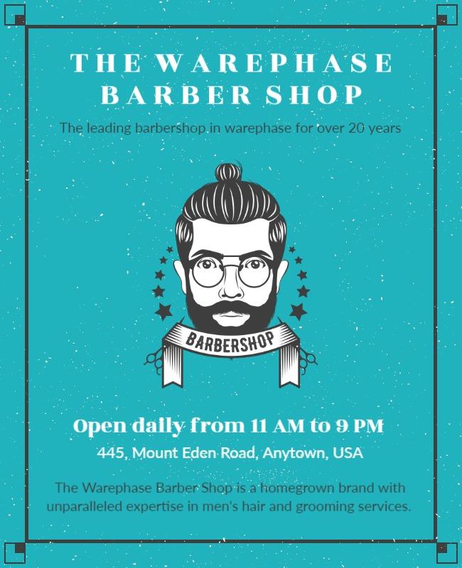 Turquoise Vintage Barbershop Promotional Services Poster Template