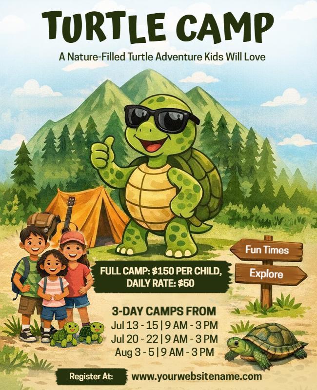 Turtle Adventure Camp Flyer Template