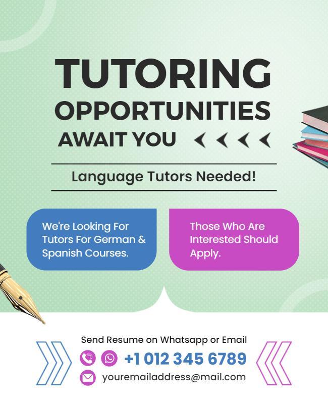 Tutoring Opportunities for Language Courses Flyer Template