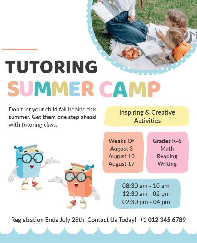 Tutoring Summer Camp Educational Flyer Template