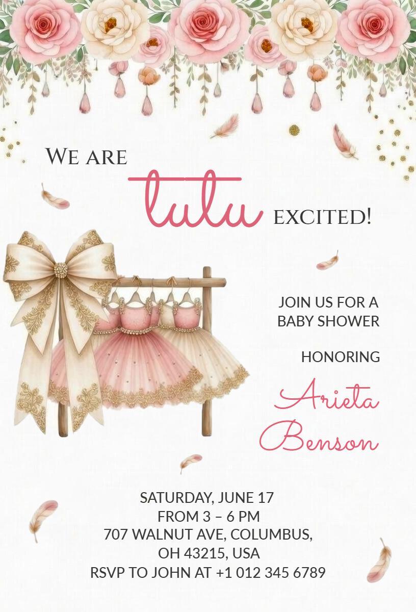 Tutu Sweet Baby Shower Celebration Invitation Template