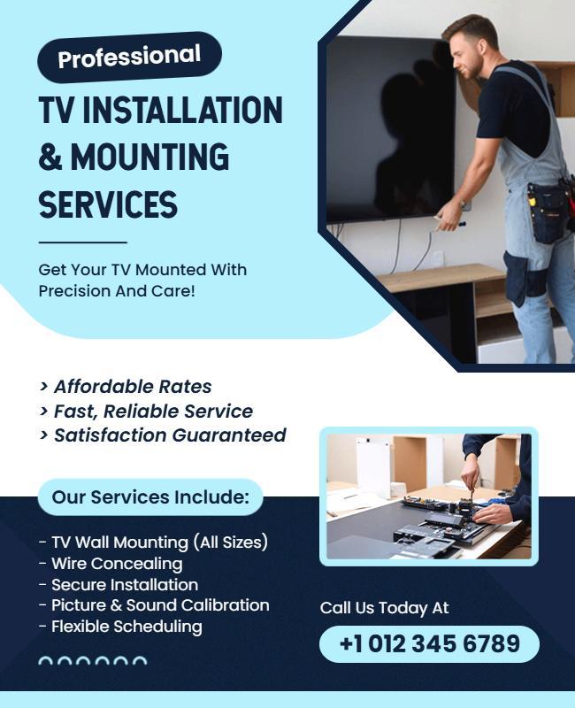 TV Installation Mounting Services Promotional Flyer Template