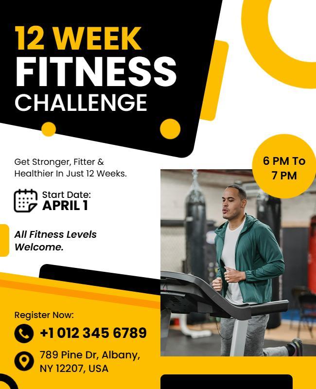 Twelve Week Fitness Challenge Promotion Flyer Template