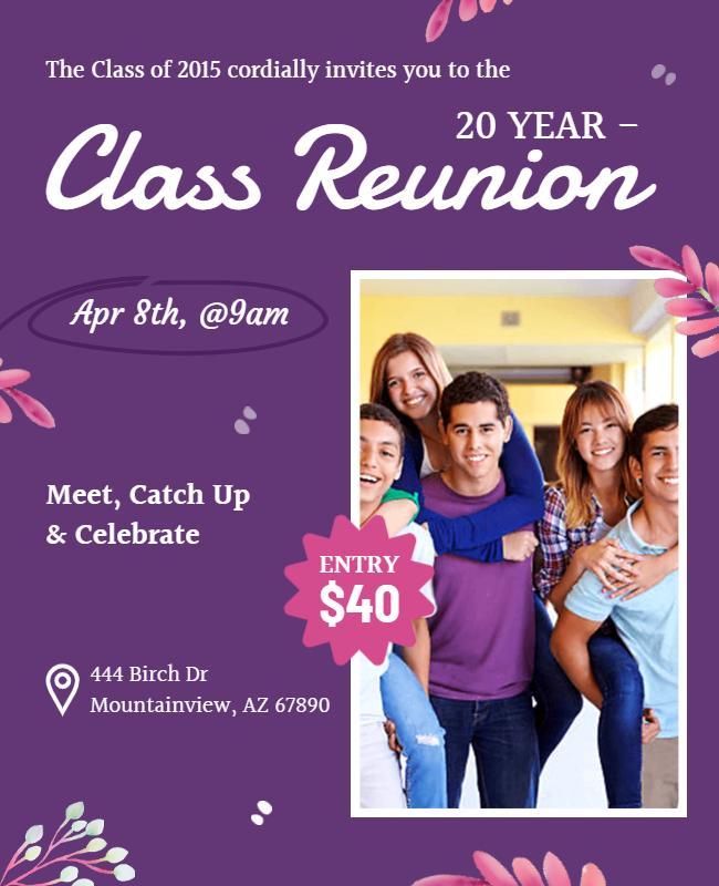 Twenty Year Class Reunion Celebration Flyer Template