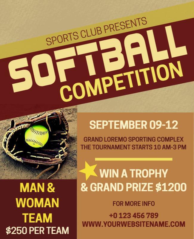 Twine and whiskey softball tryout flyer template