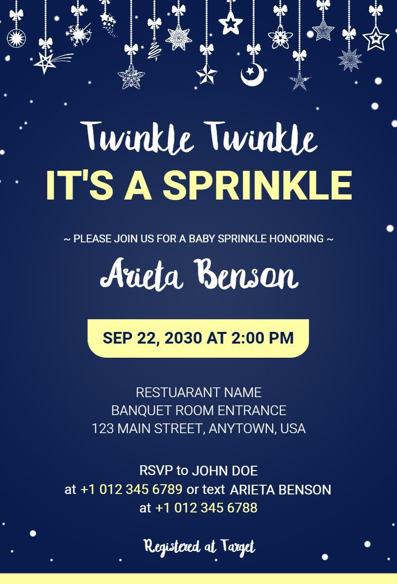 Twinkle Twinkle Night Sky Baby Sprinkle Celebration Invitation Template