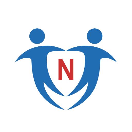 Two Blue Figures Embracing the Red Alphabet Logo Template