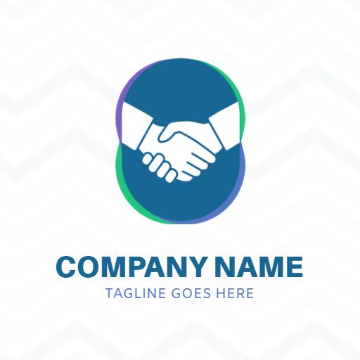 Two Hands Shaking in Blue and Green Corporate Hand Logo Template