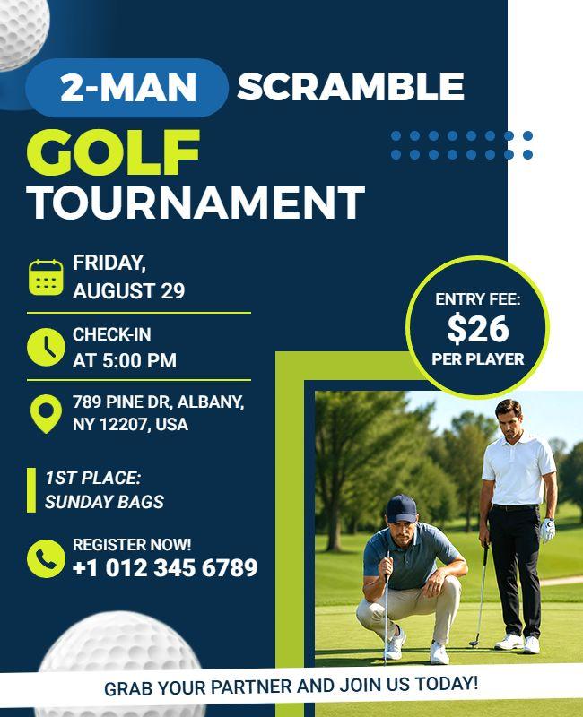 Two-Man Scramble Golf Tournament Flyer Template