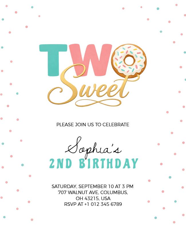 Two Sweet Birthday Invitation Flyer Template