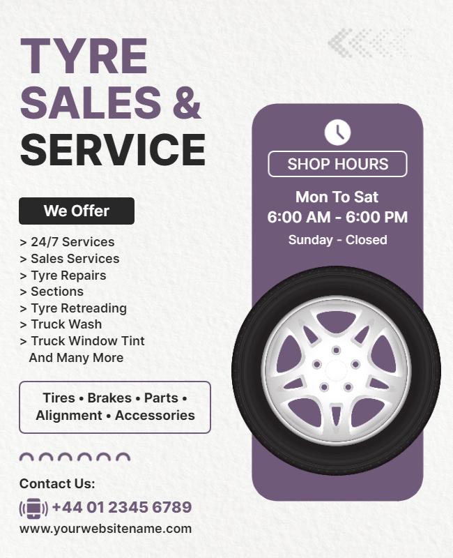 Tyre Sales and Service Promotional Flyer Template