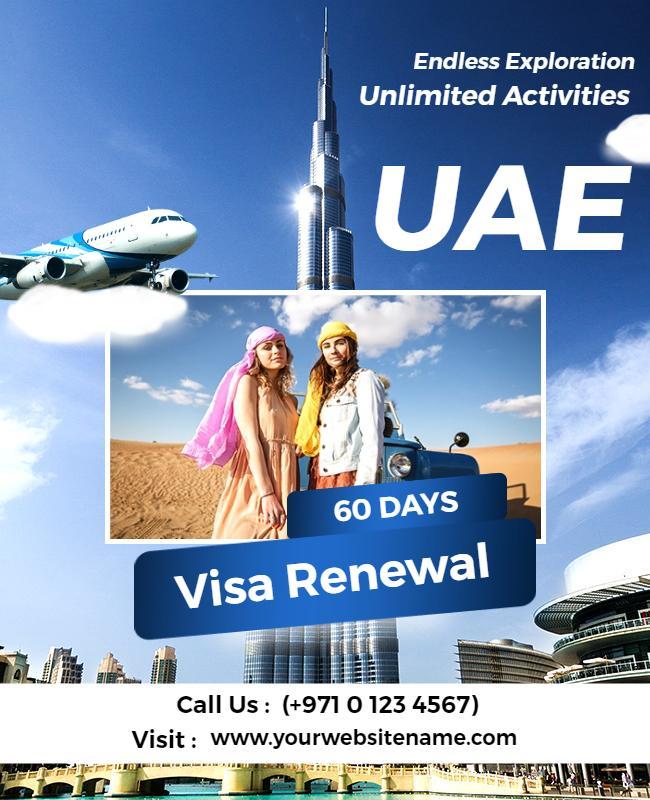 Uae Visa Renewal Travel Promotion Flyer Template