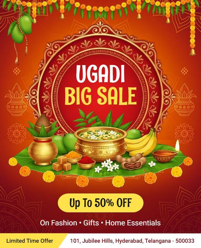 Ugadi Festival Big Sale Poster Template