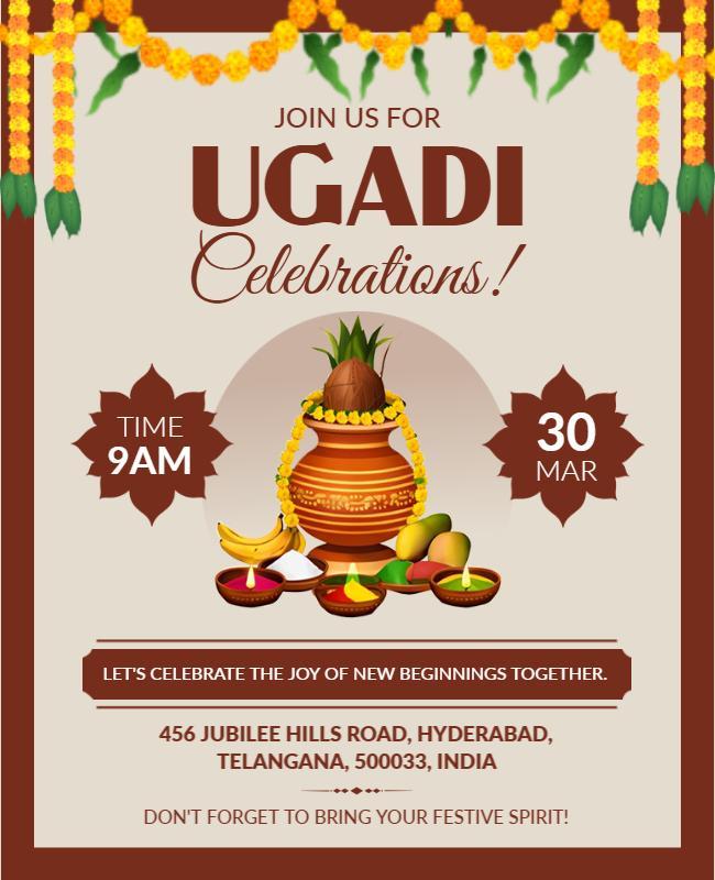 Ugadi Festival Celebration Invitation Flyers Template