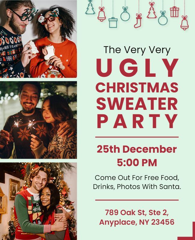 Ugly Christmas Sweater Party Celebration Flyer Template