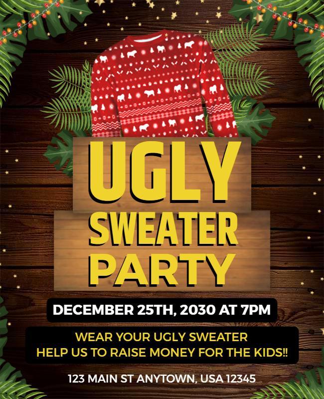 Ugly Sweater Charity Event Flyer Template