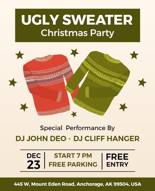 Ugly Sweater Christmas Party Event Flyer Template