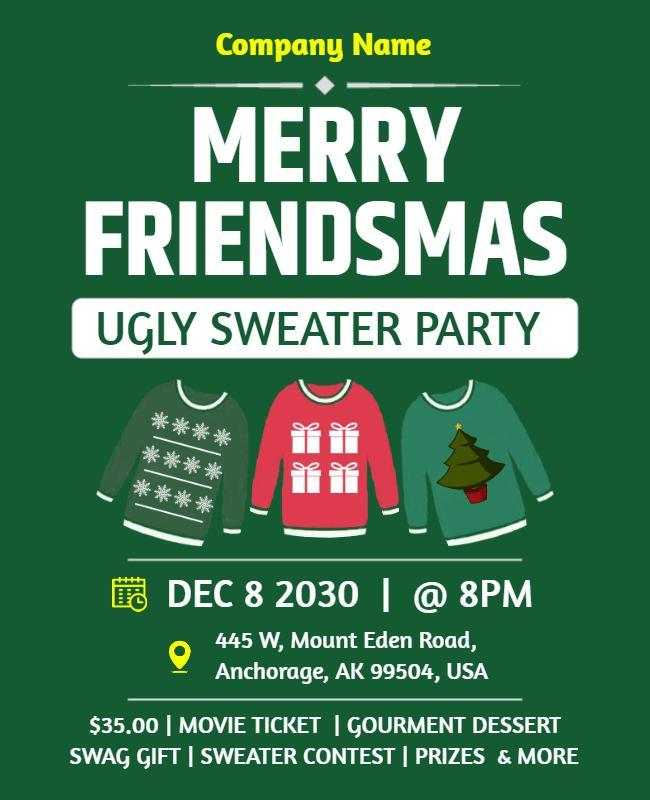 Ugly Sweater Christmas Party Flyer Template