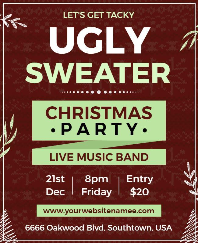 Tacky Ugly Sweater Holiday Celebration Event Flyer Template