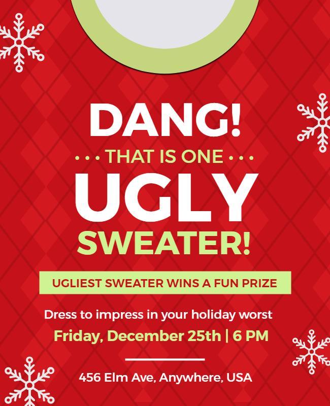 Ugly Sweater Contest Holiday Party Flyer Template