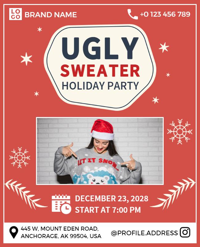 Ugly Sweater Holiday Party Event Flyer Template