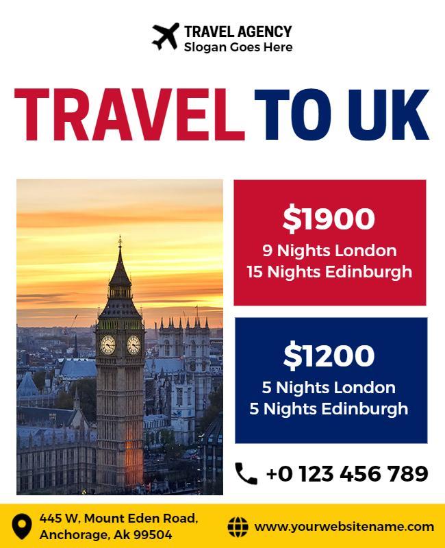 Uk Travel Agency Vacation Package Flyer Template