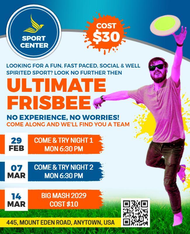 Ultimate Frisbee Sport Event Flyer Template