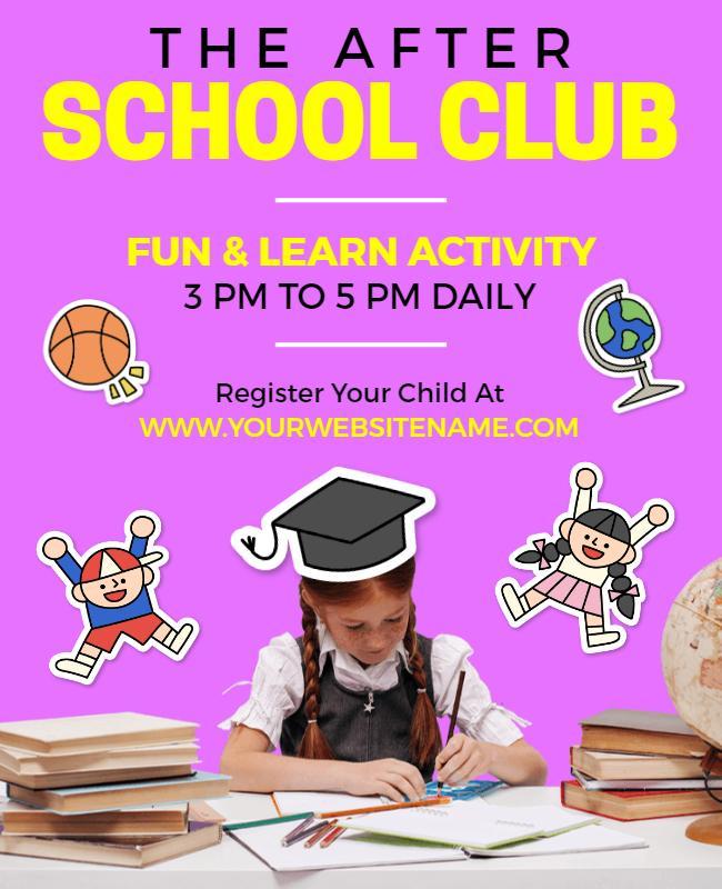 Ultra Pink Violet After School Flyer Template